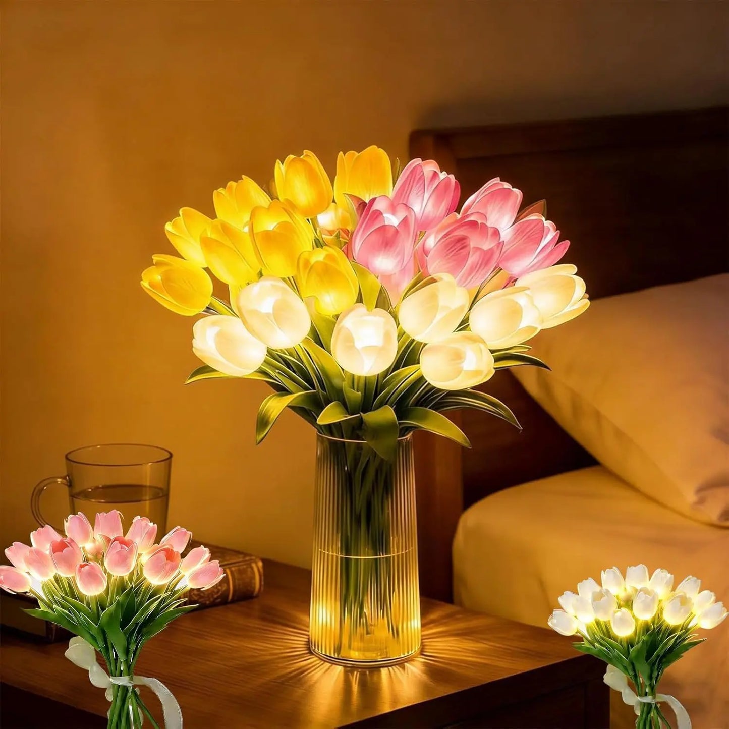 Romanttinen LED-tulppaanilamppu (paristokäyttöinen)