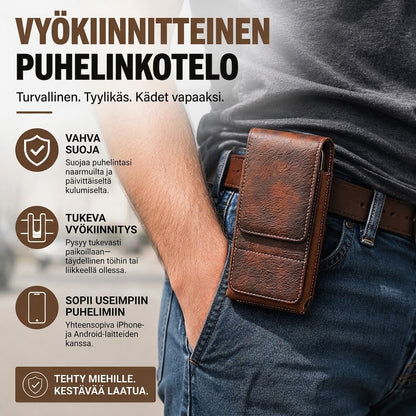 LuxeModa™ Nahkainen Puhelinlaukku Vyölle (Monilokerollinen & Korttipaikka)
