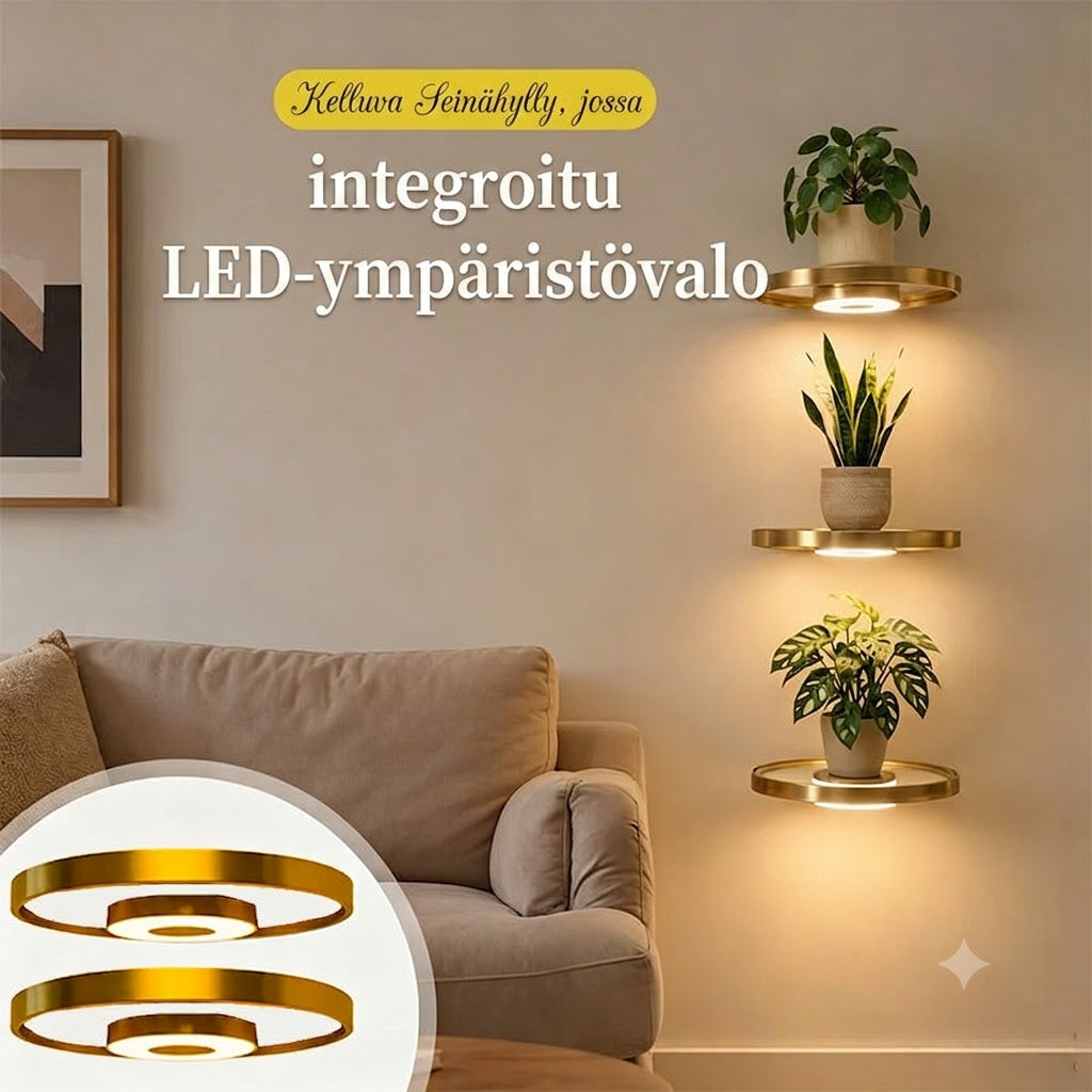 Leijuva LED-seinähylly kasveille 🪴 Moderni muotoilu