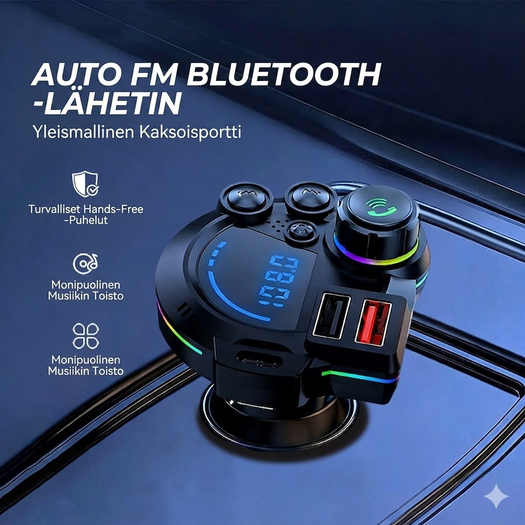 Universaali Bluetooth FM-lähetin kahdella USB-portilla