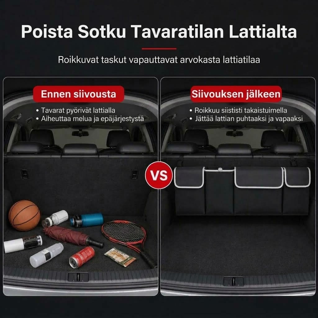 OmniLiving™ Riippuva Auton Tavaratilajärjestelijä (Kestävää Oxford-kangasta)