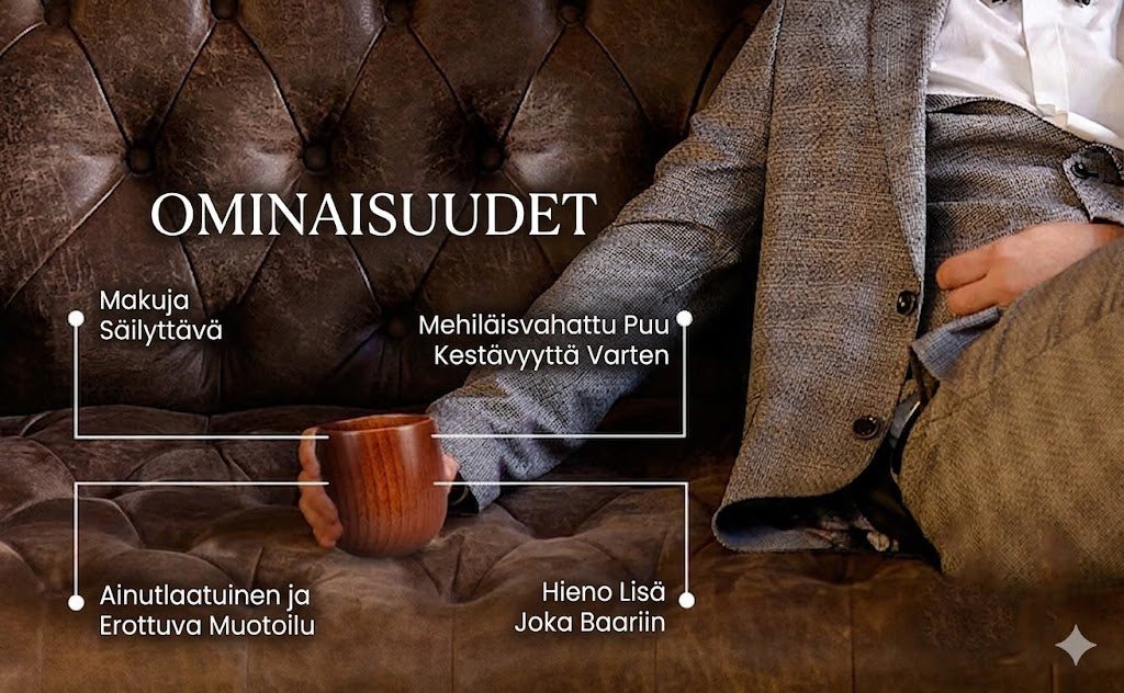 Käsintehty hiiltynyt puumuki bourbonille