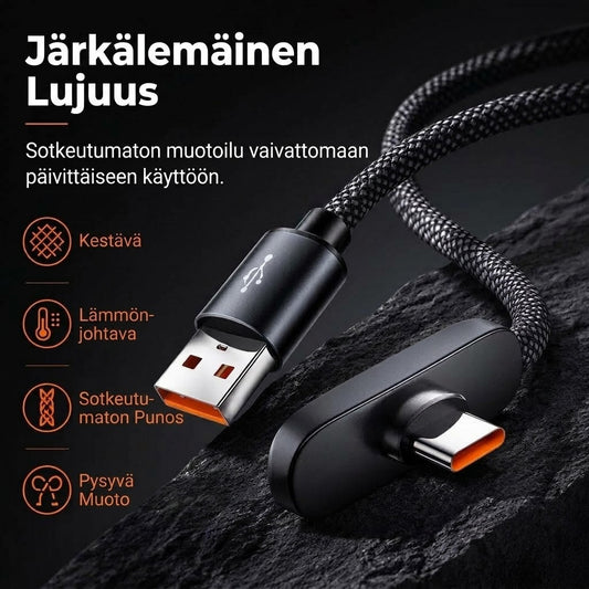 NovaPulse™ 100 W 90° Type-C -Pikalatauskaapeli (Punottu Nylon / Gaming)
