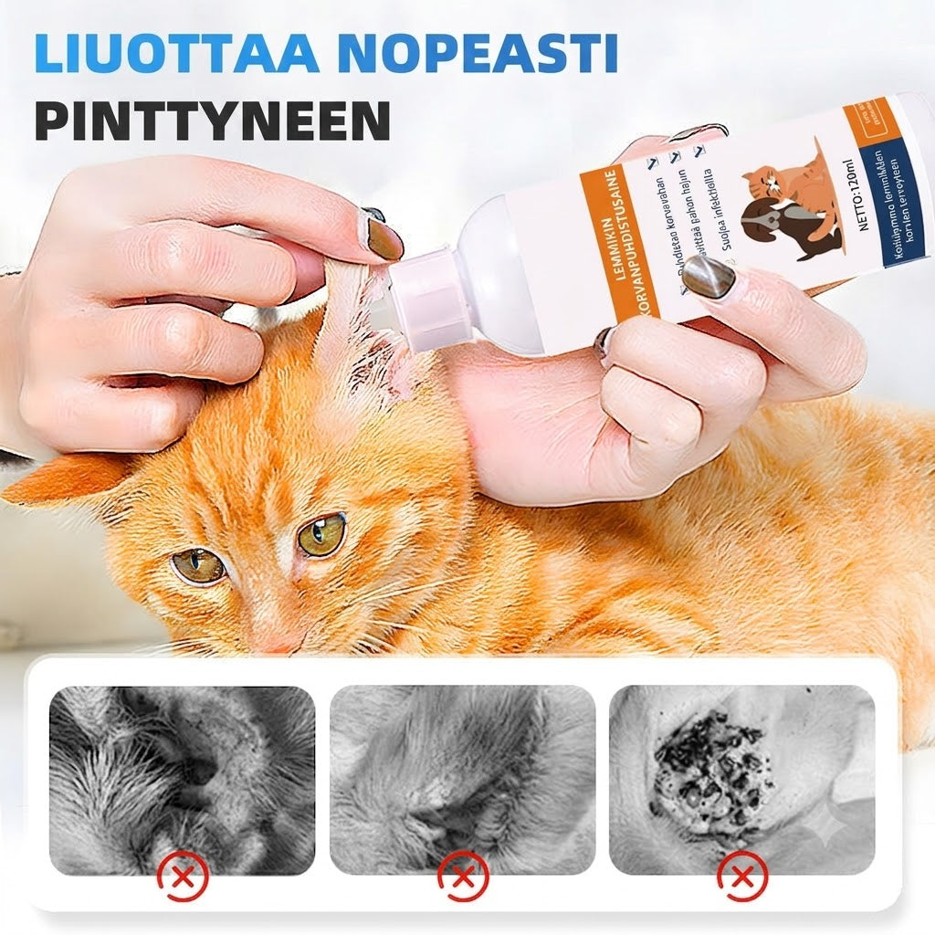 Korvanpuhdistusaine koirille ja kissoille