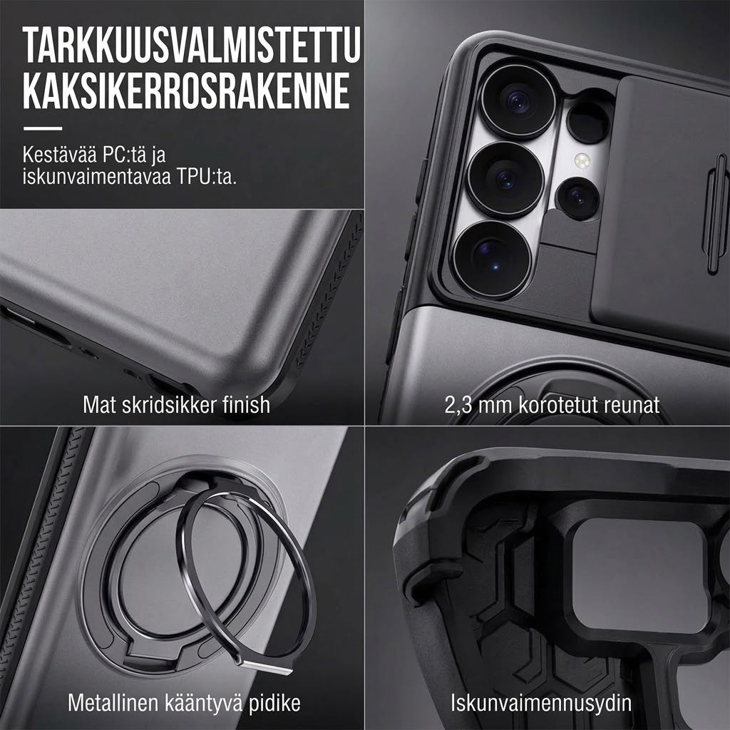 FISHING™ Iskunvaimentava Samsung-suojakuori Korttikotelolla (2-in-1)