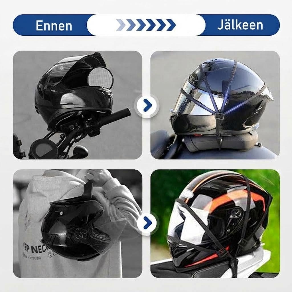 OmniLiving™ Joustava Kypärähihna Moottoripyörään (2 Koukkua / Kestävä)