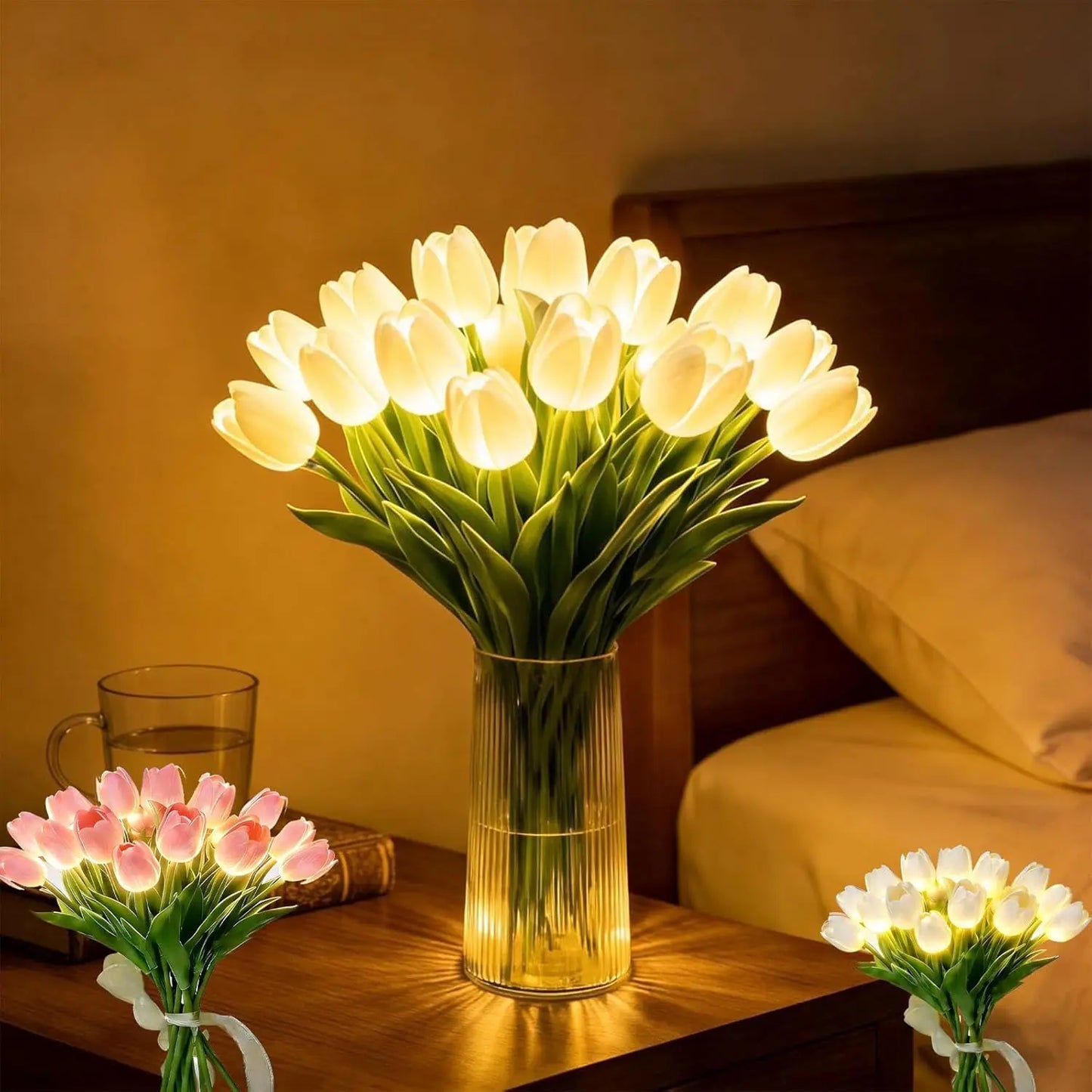 Romanttinen LED-tulppaanilamppu (paristokäyttöinen)