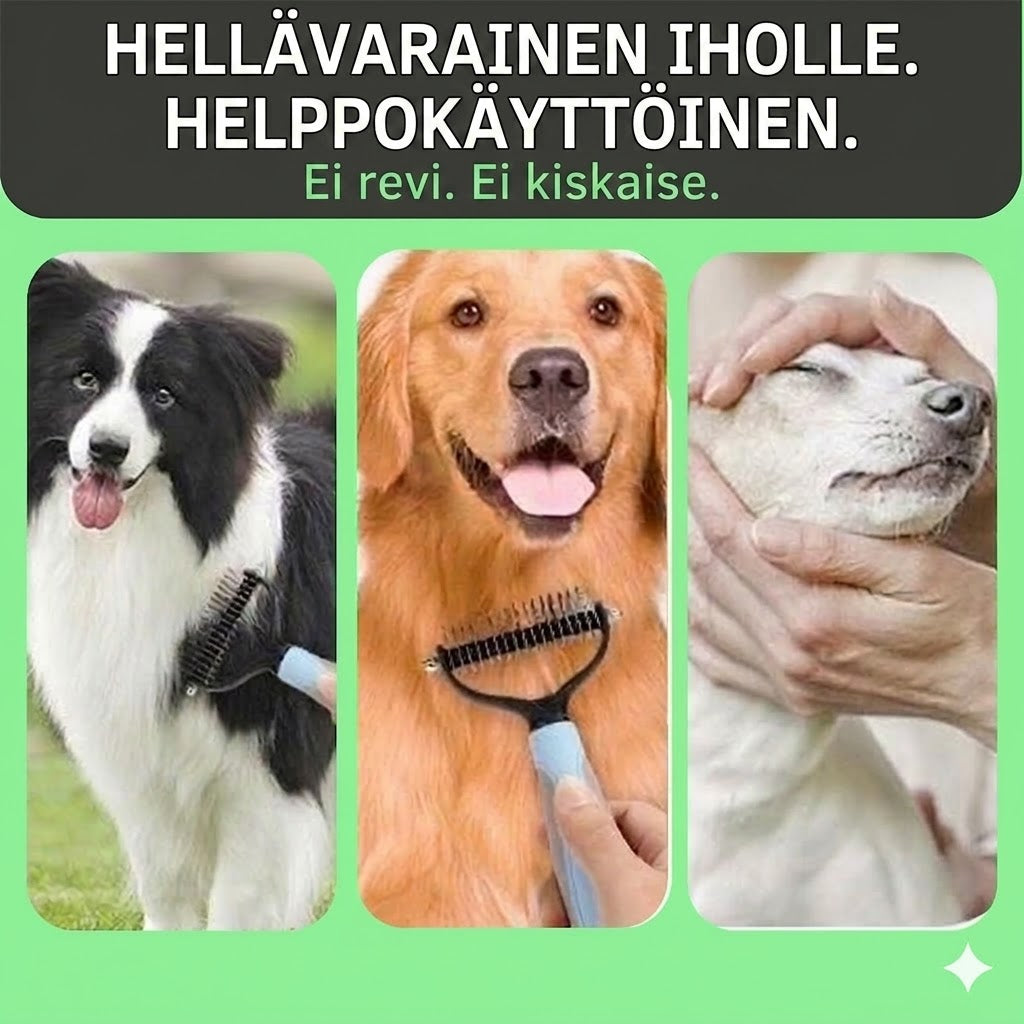 Kaksipuolinen harja koirille & kissoille – poistaa irtokarvat helposti ja vähentää karvanlähtöä