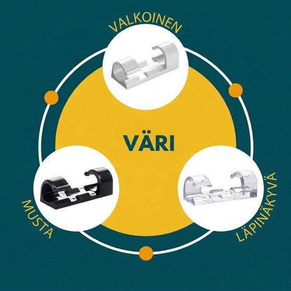 VaraLiving™ Itsekiinnittyvät Johdonpidikkeet (100 kpl - Kaapelien Järjestäjä)