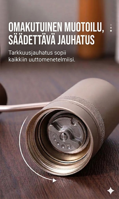 Korkealaatuinen käsikäyttöinen kahvimylly ruostumattomasta teräksestä