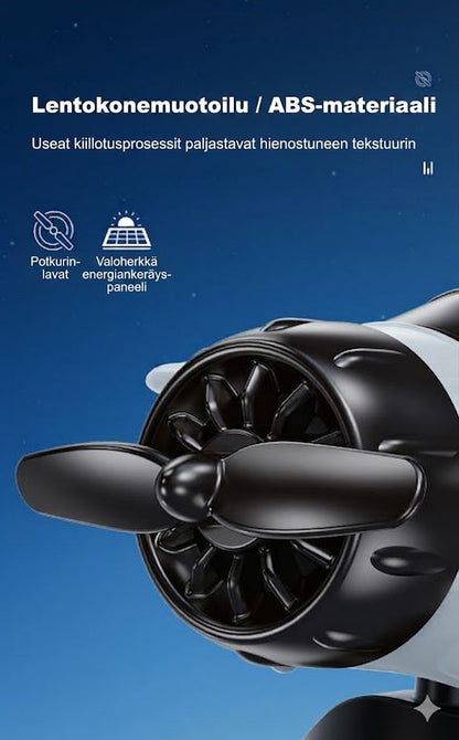 Pyörivä aurinkoenergia-lentokone – auton kojelautakoriste