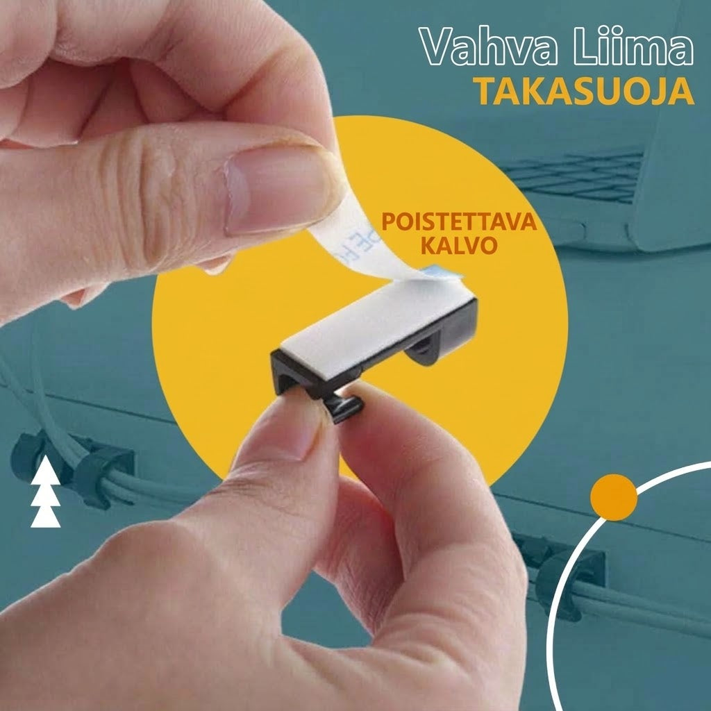 VaraLiving™ Itsekiinnittyvät Johdonpidikkeet (100 kpl - Kaapelien Järjestäjä)