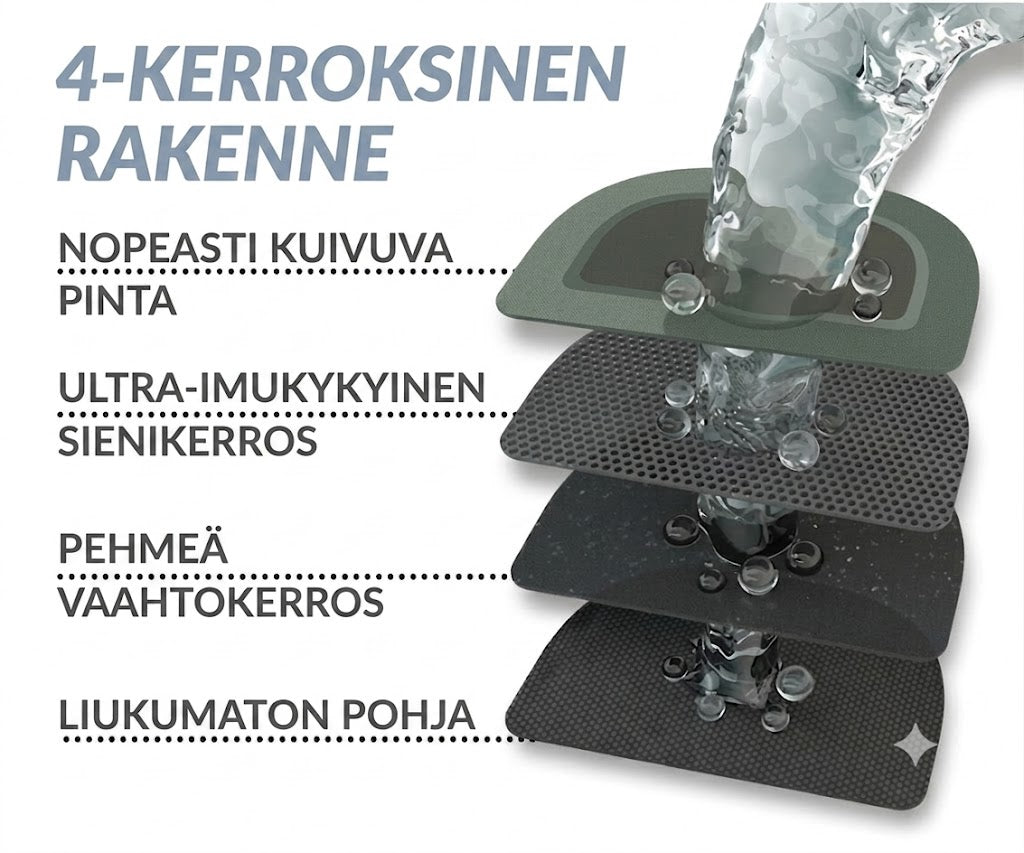 SilkEase™ Nopeasti Kuivuva & Liukumaton Kylpyhuonematto