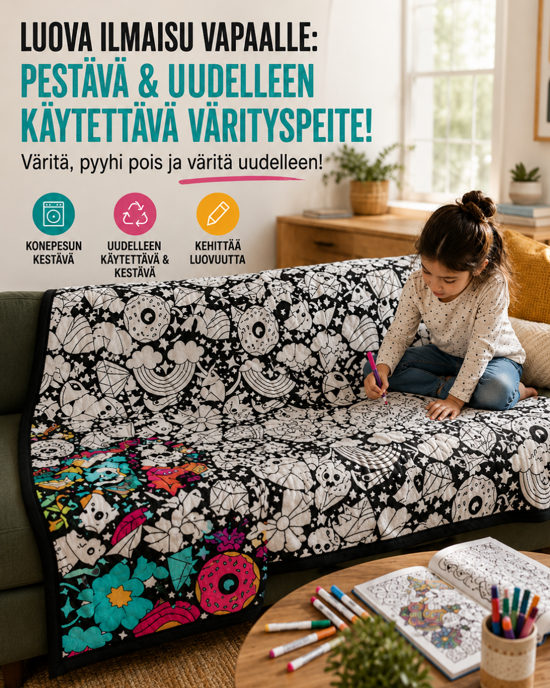 ColorEase™ Värritä & Rentoudu -Matto | Pestävä DIY-Väritysmatto