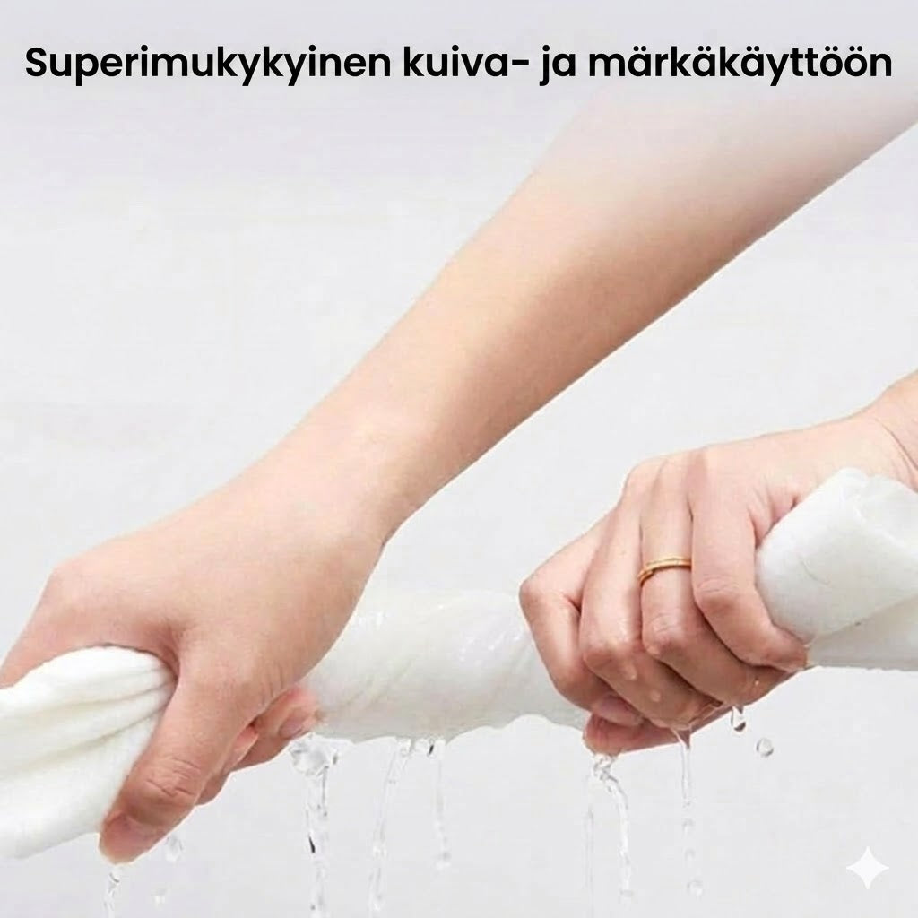 Puristettu puuvillapyyhe – erittäin helppo ottaa mukaan