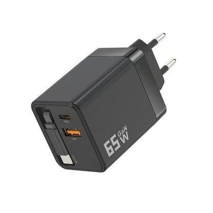 VaraLiving™ 65W GaN Sisäänvedettävä Pikalaturi (3-in-1 Monitoimilaturi)