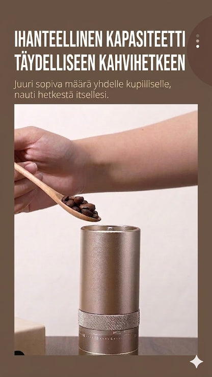 Korkealaatuinen käsikäyttöinen kahvimylly ruostumattomasta teräksestä