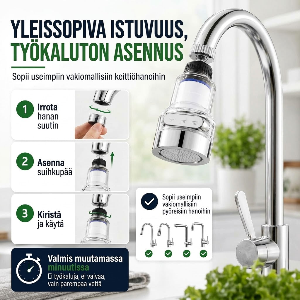 OmniLiving™ Universaali Hanasuodatin Keittiöön & Kylpyhuoneeseen