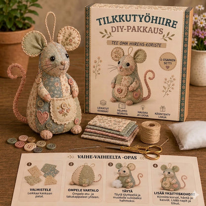 Käsintehty retro hiiri-pehmolelun ompelusetti