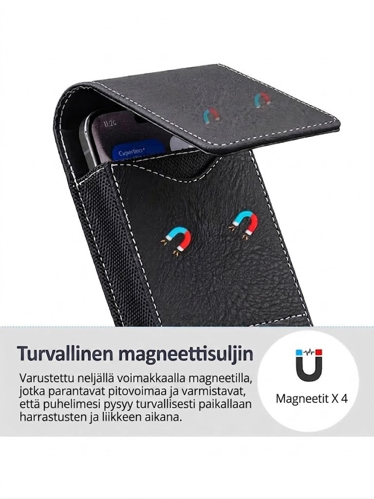 LuxeModa™ Nahkainen Puhelinlaukku Vyölle (Monilokerollinen & Korttipaikka)