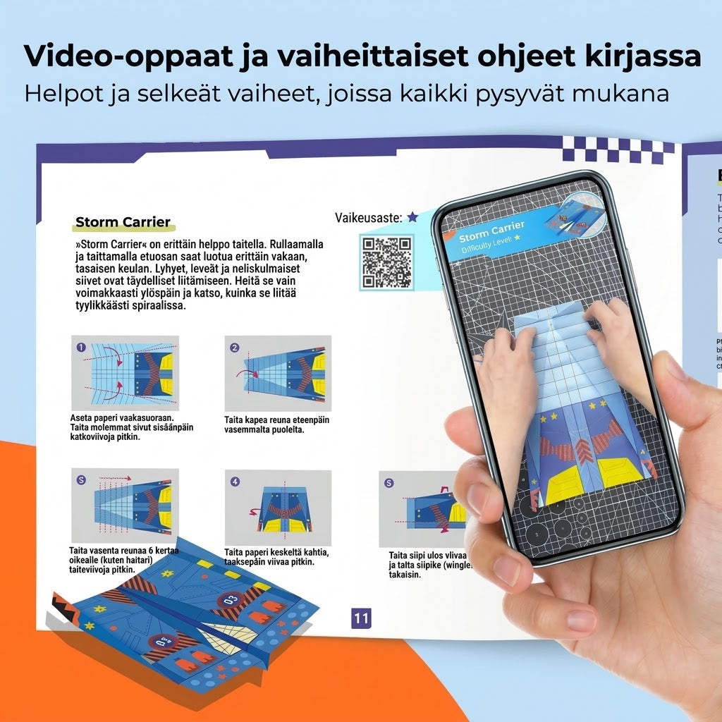 VaraLiving™ DIY-Paperilennokkisarja (16 kpl Värikkäitä Taiteltavia Lennokkeja Lapsille)
