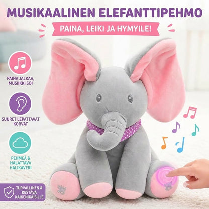 AuraCare™ Vuorovaikutteinen Laulava Elefantti | Kurkistus-Pehmolelu Liikkuvilla Korvilla Vauvoille
