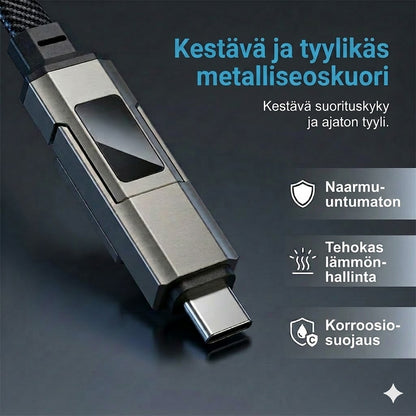 4-in-1-pikalatauskaapeli näytöllä ja avaimenperällä