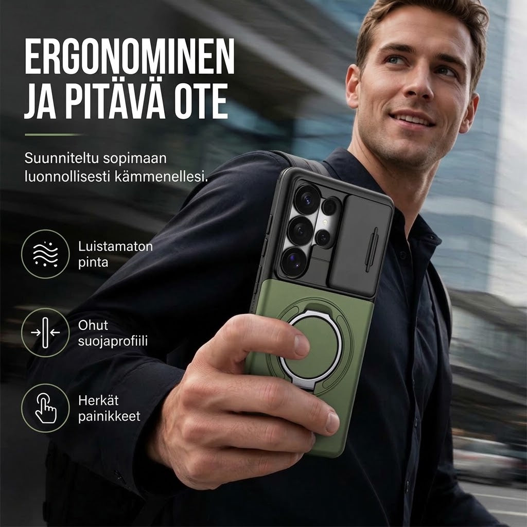 FISHING™ Iskunvaimentava Samsung-suojakuori Korttikotelolla (2-in-1)