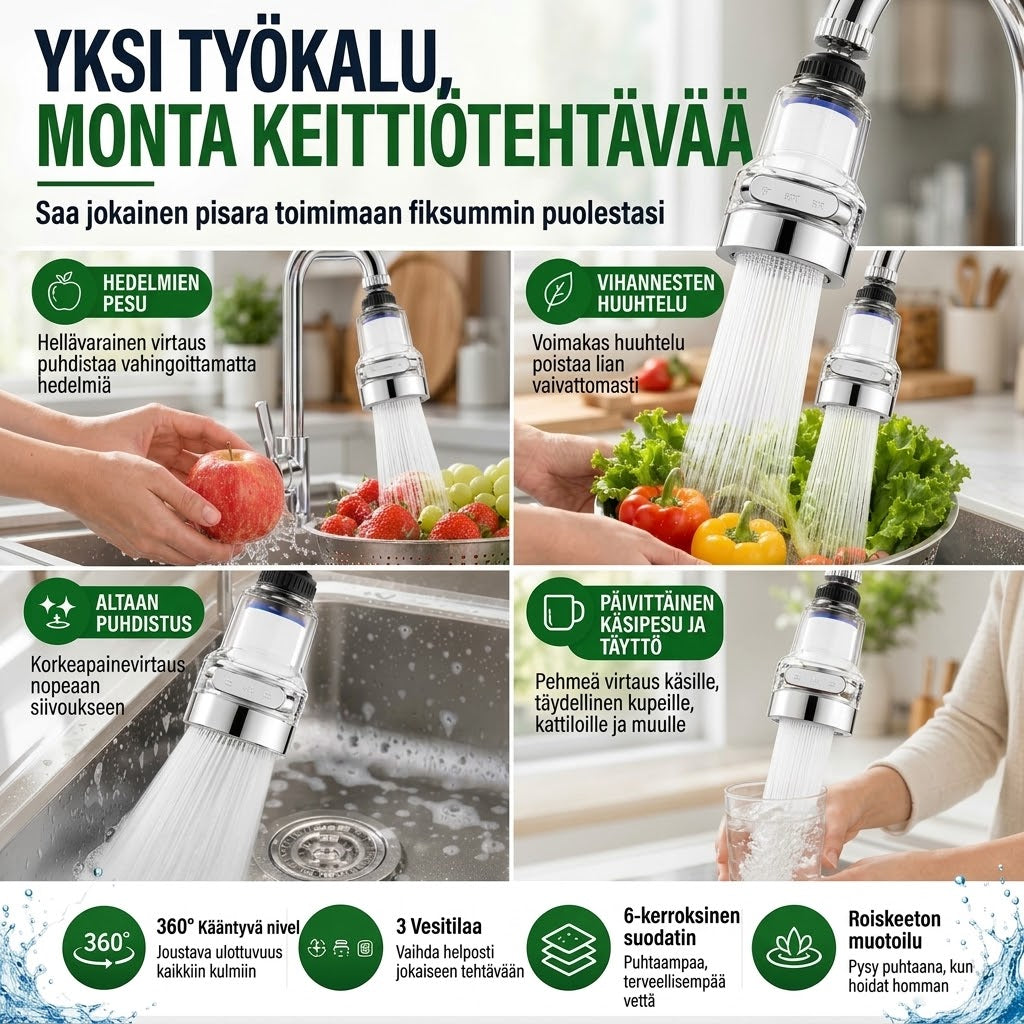 OmniLiving™ Universaali Hanasuodatin Keittiöön & Kylpyhuoneeseen