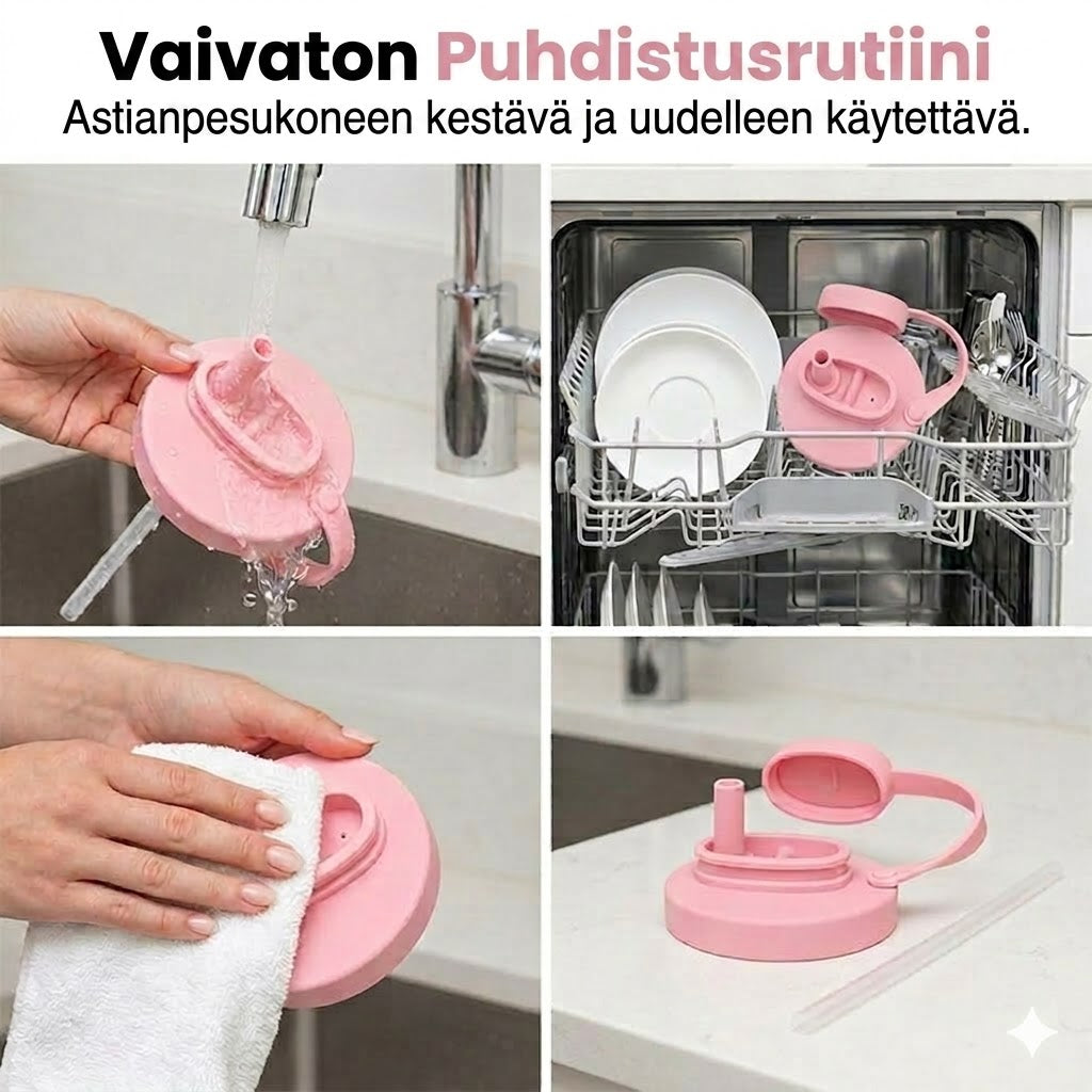 Vedenpitävä silikonikansi pillireiällä virvoitusjuomatölkeille