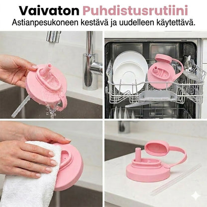 Vedenpitävä silikonikansi pillireiällä virvoitusjuomatölkeille