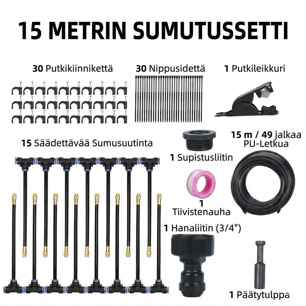 Automaattinen 360° sadetusjärjestelmä puutarhaan