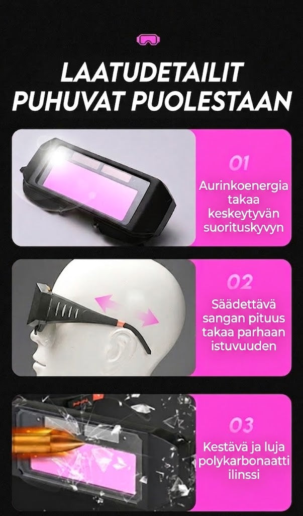 SilkEase™ Automaattisesti Tummuvat Hitsauslasit (Aurinkokenno)