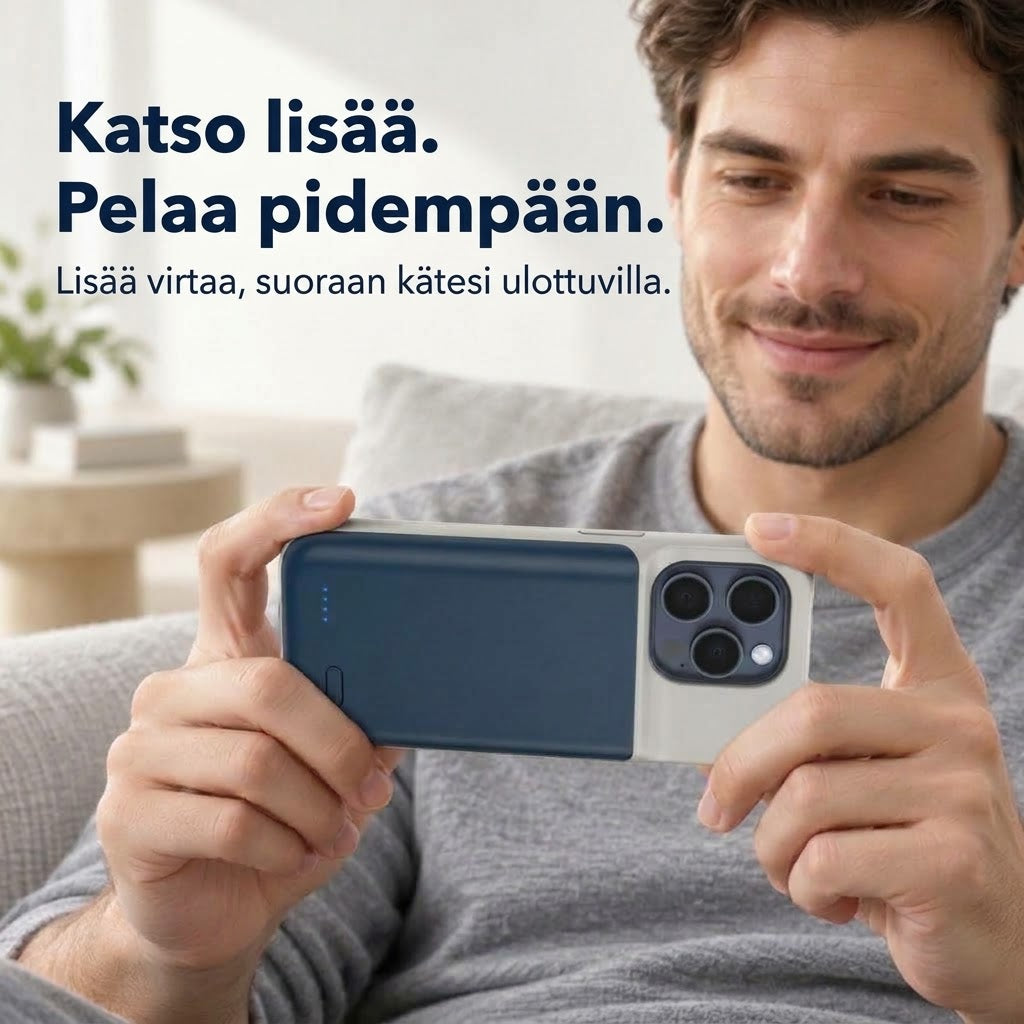 VaraTech™ Akkukuori iPhonelle 4 LED-Merkkivalolla – Suojaava Varavirtalähdekuori Arkeen ja Matkoille