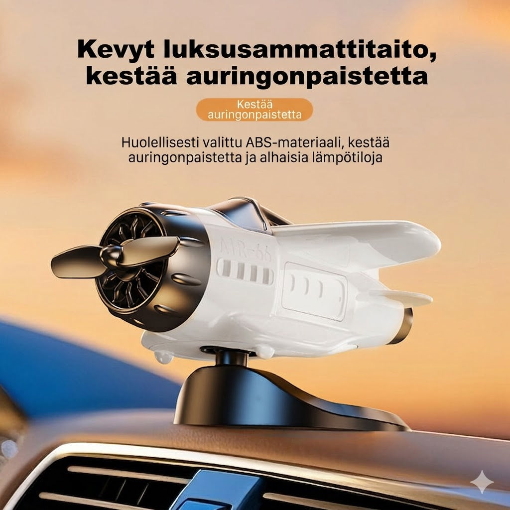 Pyörivä aurinkoenergia-lentokone – auton kojelautakoriste