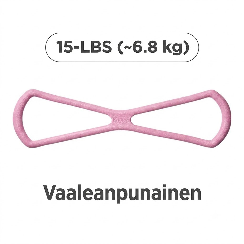 Treenaa koko keho missä vain. Kahdeksikon muotoinen vastuskumi sopii käsivarsille rinnalle selälle ja keskivartalolle. Helppo käyttää kotona ja matkalla.