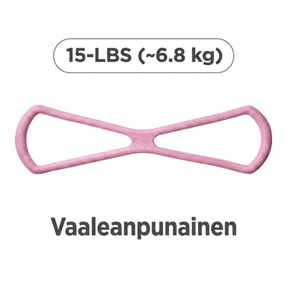 Treenaa koko keho missä vain. Kahdeksikon muotoinen vastuskumi sopii käsivarsille rinnalle selälle ja keskivartalolle. Helppo käyttää kotona ja matkalla.