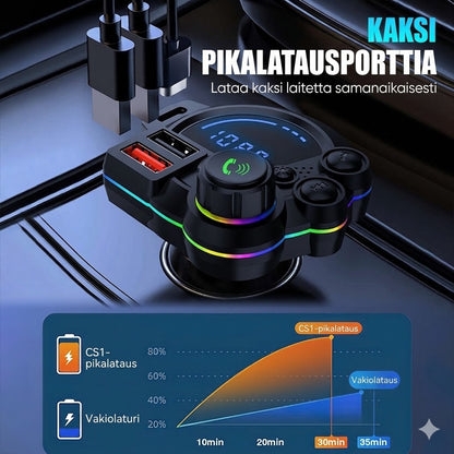 Universaali Bluetooth FM-lähetin kahdella USB-portilla