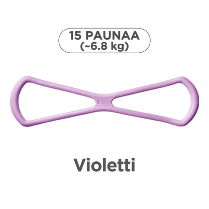 Treenaa koko keho missä vain. Kahdeksikon muotoinen vastuskumi sopii käsivarsille rinnalle selälle ja keskivartalolle. Helppo käyttää kotona ja matkalla.