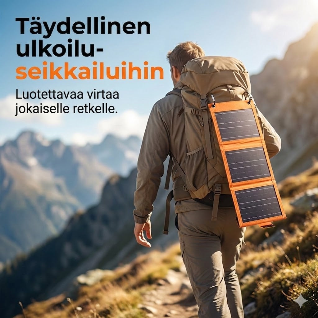 Kannettava aurinkopaneeli USB-laturilla