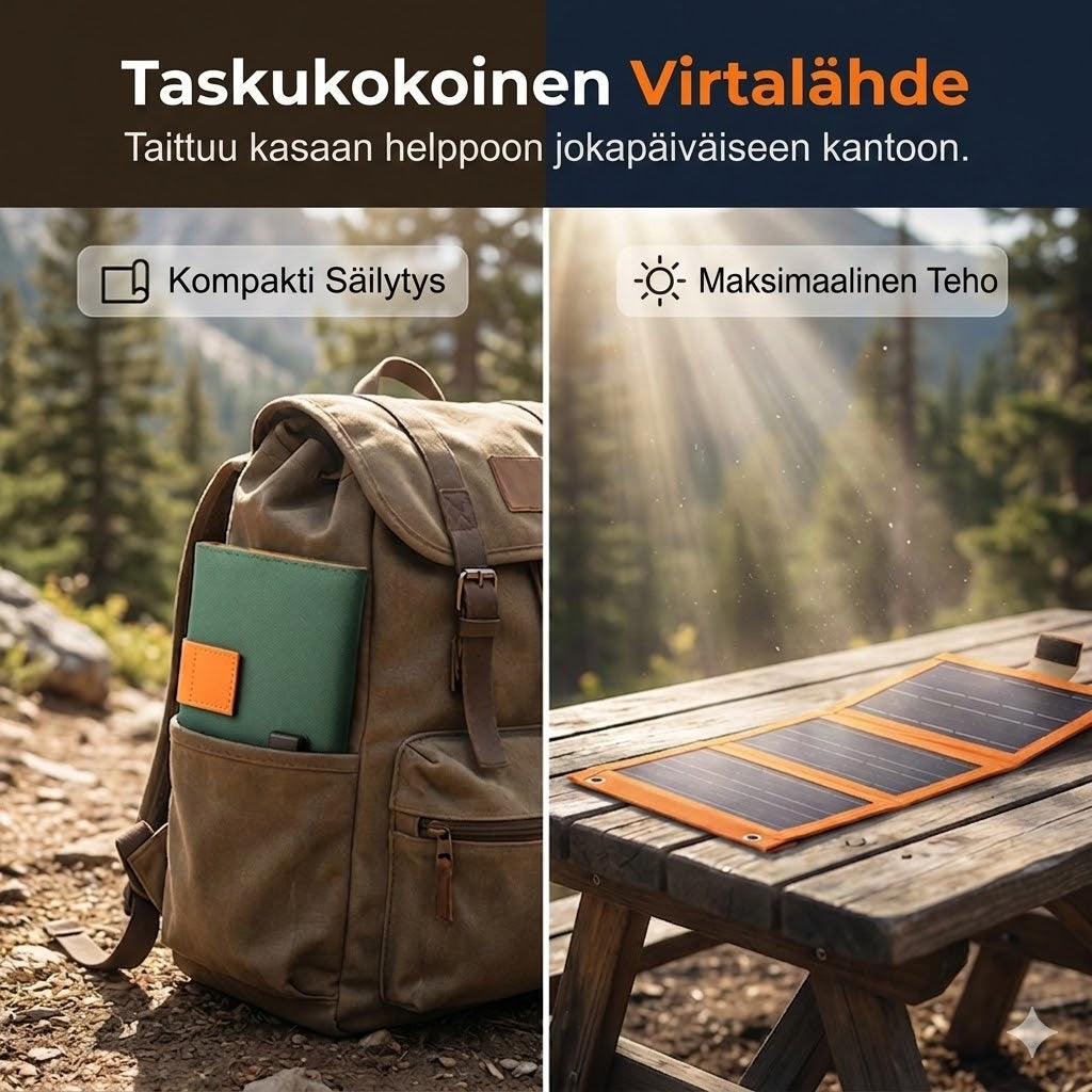 Kannettava aurinkopaneeli USB-laturilla