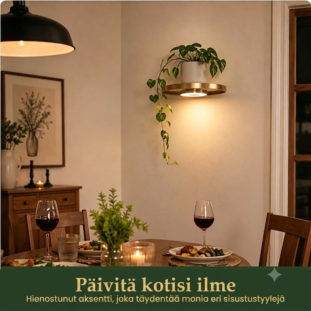 Leijuva LED-seinähylly kasveille 🪴 Moderni muotoilu