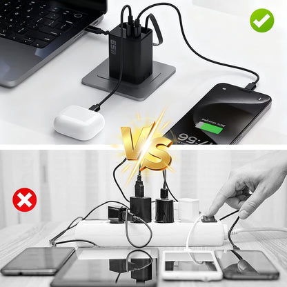 VaraLiving™ 65W GaN Sisäänvedettävä Pikalaturi (3-in-1 Monitoimilaturi)
