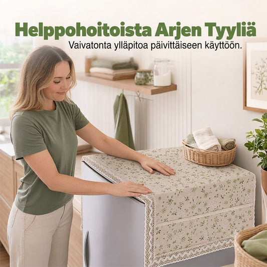 Puuvillapellavainen jääkaapin pölysuoja taskuilla – Viimeinen tarjouspäivä