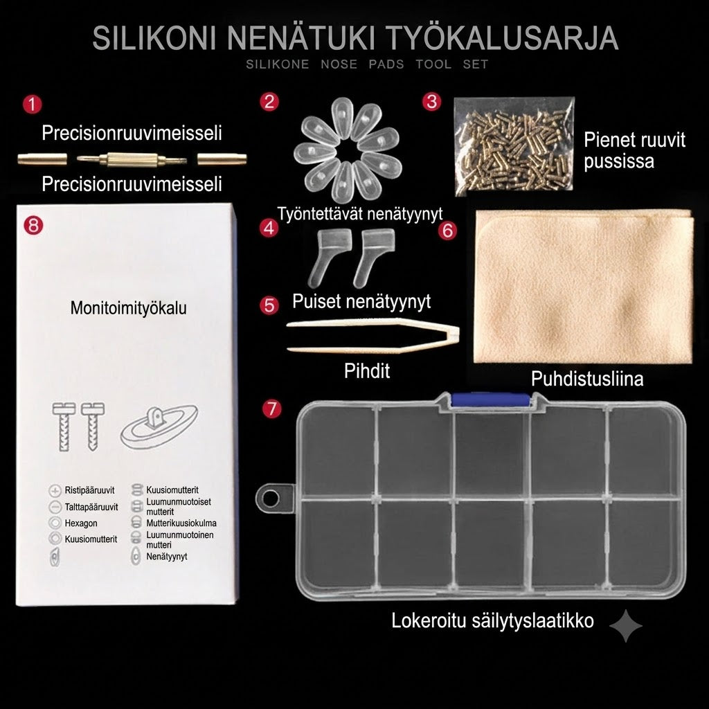 SilkEase™ Silmälasien Korjaussarja – Nenätyynyt