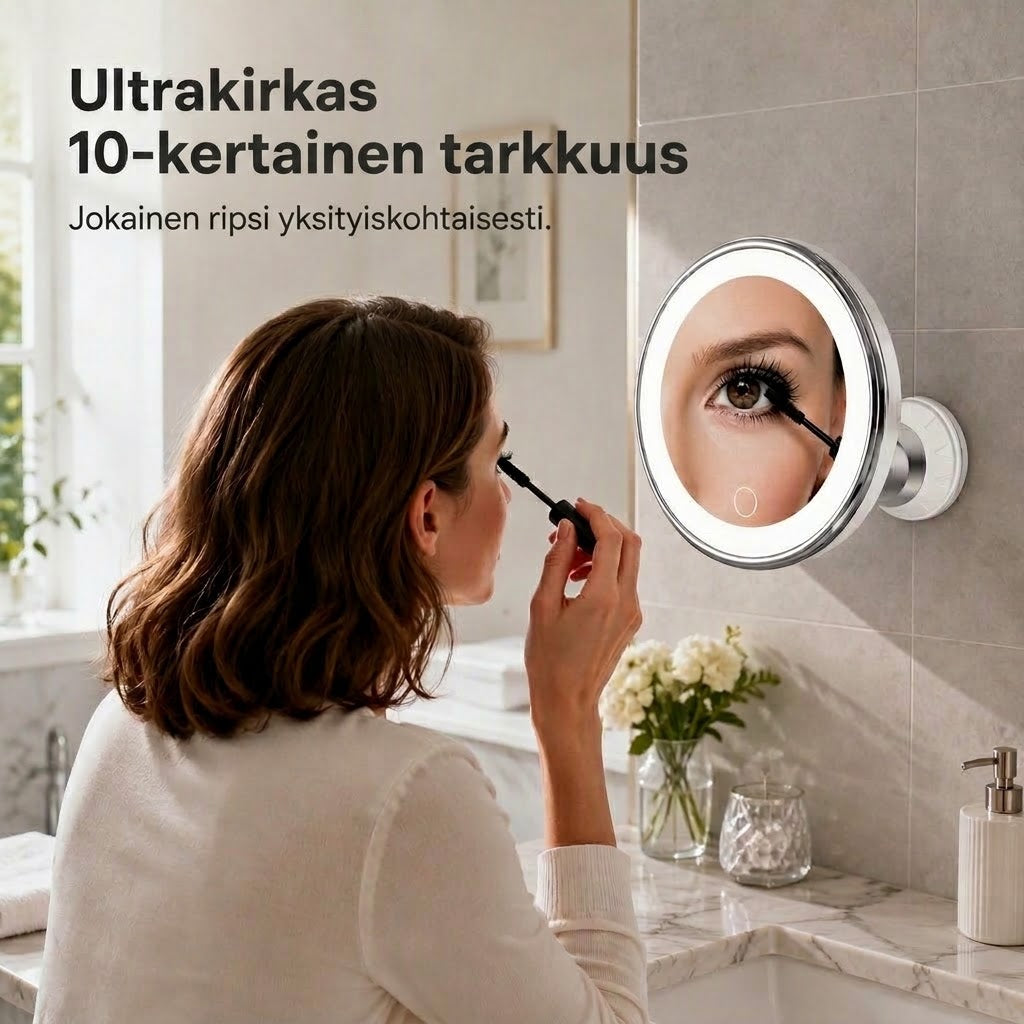 PureVal™ 10x Suurentava LED-Meikkipeili Imukupilla (Kannettava)
