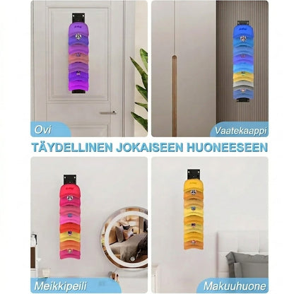 Seinäkiinnitteinen hattuteline & lippisjärjestäjä