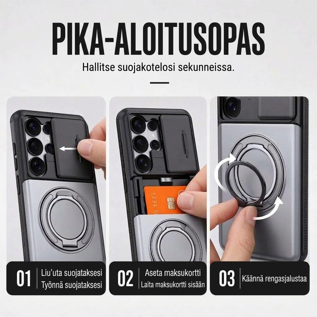 FISHING™ Iskunvaimentava Samsung-suojakuori Korttikotelolla (2-in-1)