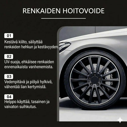 Premium-renkaankiilloke & hoitovaha – palauttaa renkaiden syvän mustan sävyn