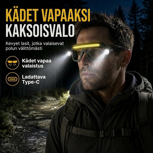 VaraLiving™ Ladattava LED-Otsalamppu Suojalaseilla (5 Valotilaa & Liikesensori - Vedenpitävä)